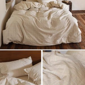 Duvet Cover — Cotton Linen Grid
